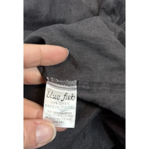 Blue Fish Gray 100% Linen Tunic/Dress Plus Size "1" 14 16 Lagenlook - Picture 7 of 7